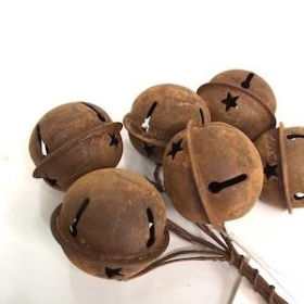 6 x 3cm Rusty Christmas Bells