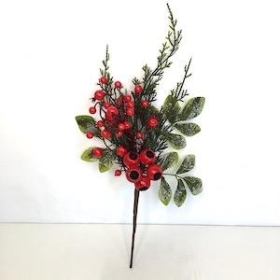 Red Berry And Foliage Pick 32cm