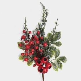 Red Berry And Foliage Pick 32cm