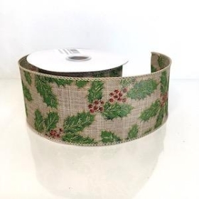 Holly And Berry Ribbon 63mm