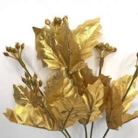 Gold Glitter Holly Bush 31cm