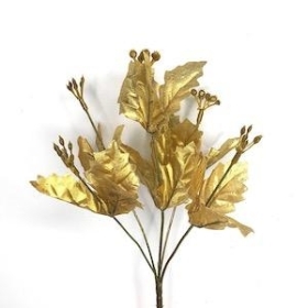 Gold Glitter Holly Bush 31cm