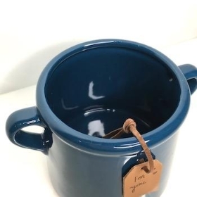 Blue Ceramic Pot With Handles 10cm