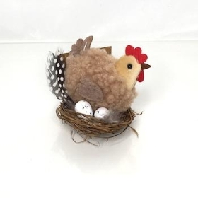 Brown Chicken In Nest 9cm