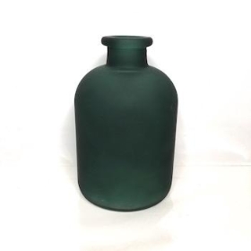 Green Frosted Bottle Vase 17cm