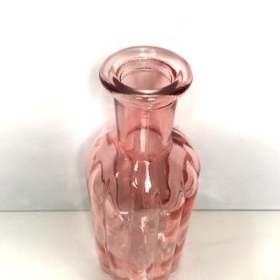 Pink Ribbed Bottle Vase 19cm