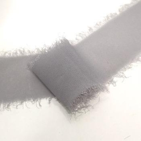 Grey Frayed Edge Chiffon Ribbon 50mm