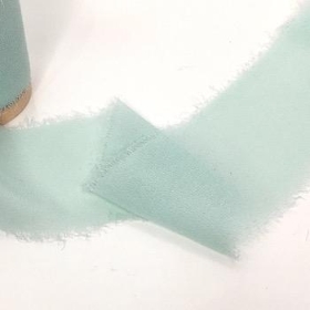 Mint Frayed Edge Chiffon Ribbon 50mm