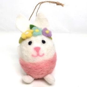 Pink Hanging Felt Rabbit 10cm