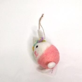 Pink Hanging Felt Rabbit 10cm