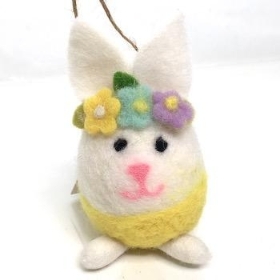 Yellow Hanging Felt Rabbit 10cm