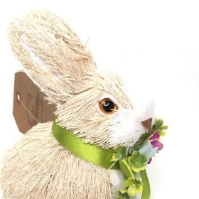 Easter Rabbit With Green Ribbon 11cm