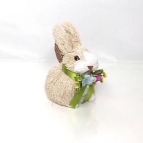 Easter Rabbit With Green Ribbon 11cm