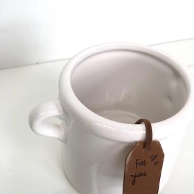 White Ceramic Pot With Handles 9cm