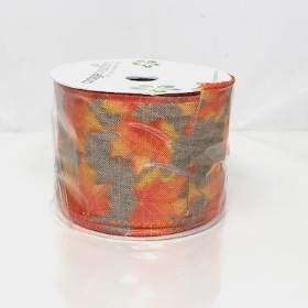 Autumn Leaf Ribbon 64mm x 10m