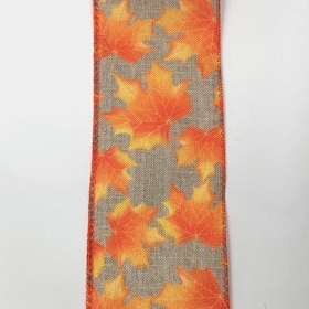 Autumn Leaf Ribbon 64mm x 10m