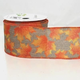 Autumn Leaf Ribbon 64mm x 10m