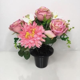 Dusky Pink Rose Mix Grave Pot 30cm