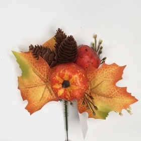 Autumn Pumpkin And Pinecone Pick 18cm