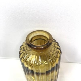 Yellow Ribbed Vase 10cm