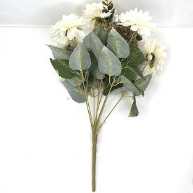 Ivory Dahlia And Foliage Bush 43cm