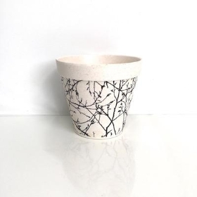 Cream Bamboo Pot With Branch Design 11cm