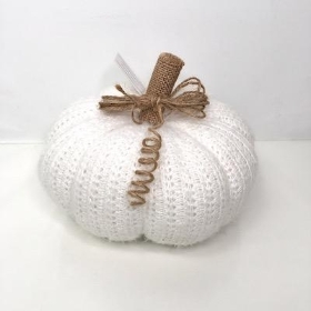 White Knitted Pumpkin 25cm