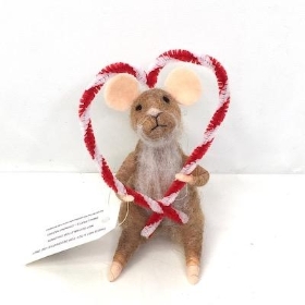 Mouse With Heart Decoration 11cm