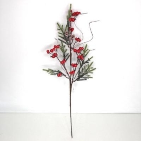 Red Berry And Fern Spray 60cm