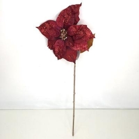 Red Glitter Poinsettia 53cm