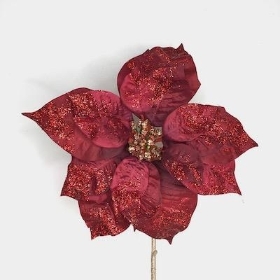 Red Glitter Poinsettia 53cm