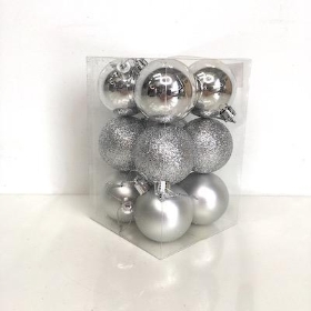 Silver Bauble 5cm x 12