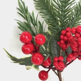 Red Berry And Holly Pick 26cm