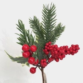 Red Berry And Holly Pick 26cm