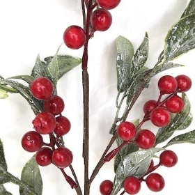 Red Berry And Leaf Spray 58cm