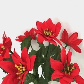 Red Mini Velvet Poinsettia Bush 26cm