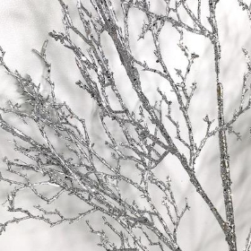 Silver Glittered Twig 65cm