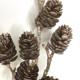 Champagne Glitter Pinecone Stem 73cm